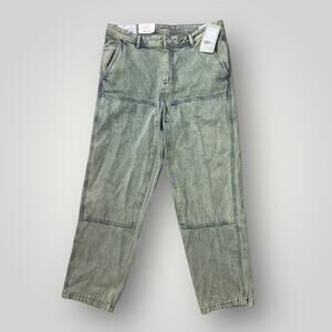 H&M Loose Fit Jeans Men’s 34x34 Green Acid Wash 100% Cotton NWT